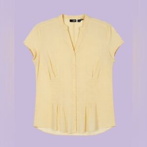 Butter Yellow Button-Up Blouse – a.n.a A New Approach – Size L – Y2K Workwear